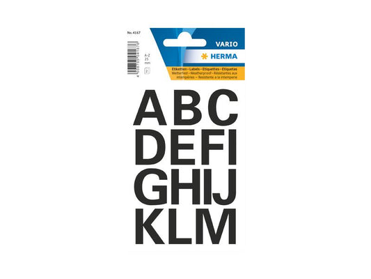 Herma Stickers Étiquettes porte-noms A – Z, 2.5 cm, noir