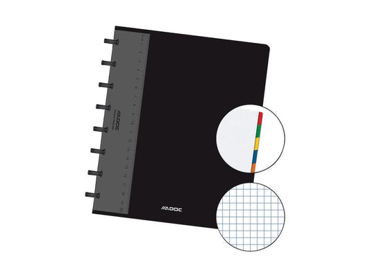 Adoc Carnet de notes Pap-Ex A5, quadrillé, Noir