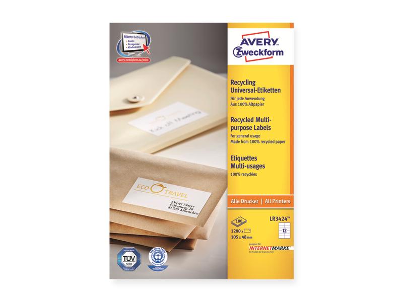 Avery Zweckform Étiquettes universelles LR3424 105 x 48 mm, 100 feuille