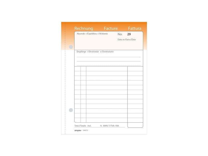 Simplex Cahier autocopiant A6 Livre de comptes