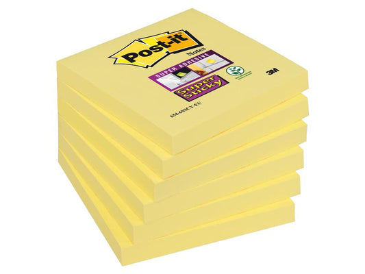 Post-it Fiche de bloc-notes Super Sticky 7.6 x 7.6 cm, 6 blocs