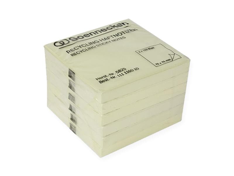 Soennecken Fiche de bloc-notes oeco Recycling, 7.5 x 7.5 cm, 6 pièces, jaune