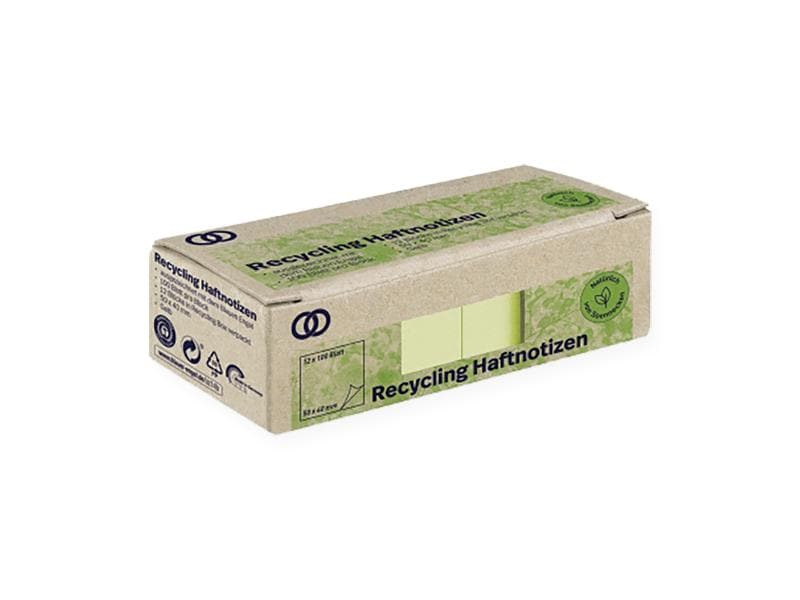 Soennecken Fiche de bloc-notes oeco Recycling, 5 x 4 cm, 12 pièces, jaune