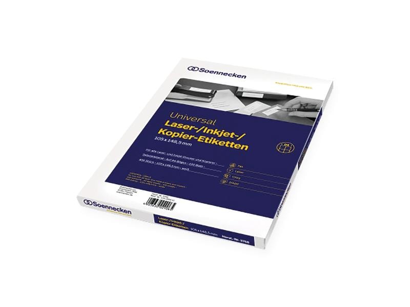 Soennecken Étiquettes universelles 10.5 x 14.85 cm, 100 feuilles à 4 étiquettes