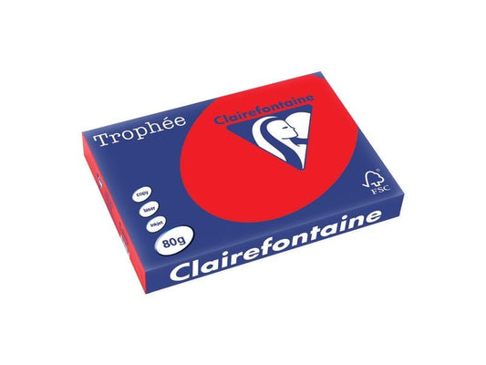 Clairefontaine Papier pour photocopie Trophée Colored Copy FSC A3, Rouge, 80 g/m²