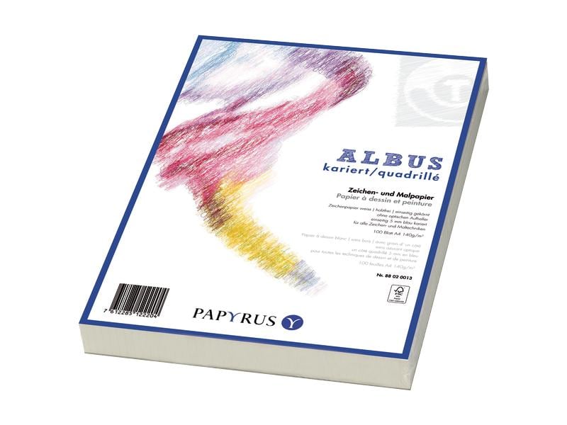Papyrus Papier à dessin Albus A4, Quadrillé, 160 g/m², 100 feuilles