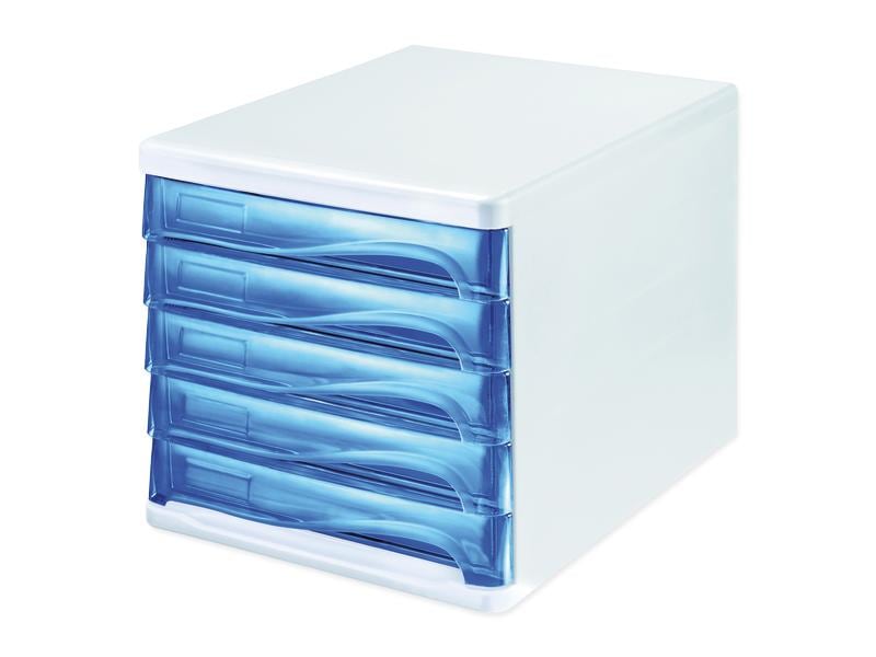 Helit Boîte à tiroirs Colours 5 tiroirs, Blanc/Bleu