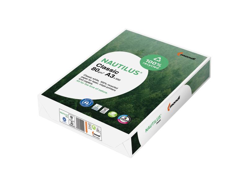 Nautilus Papier pour photocopie Classic A3, Blanc, 80 g/m², 500 Feuille