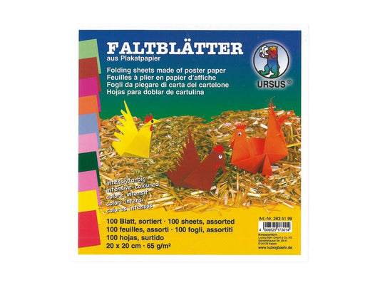 URSUS Feuilles origami Origami 20 x 20 cm, 65 g/m², 100 Pièce/s