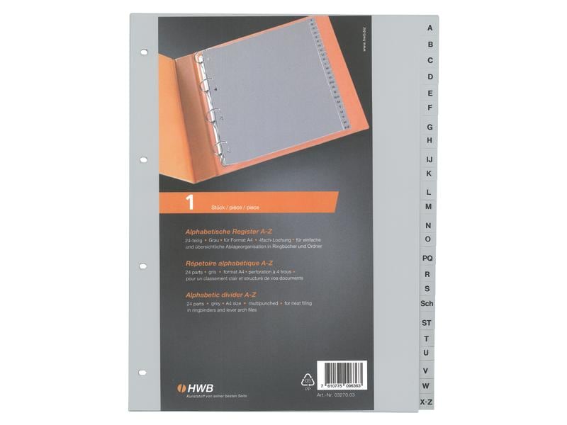 HWB Registre A4, couverture complète, A-Z