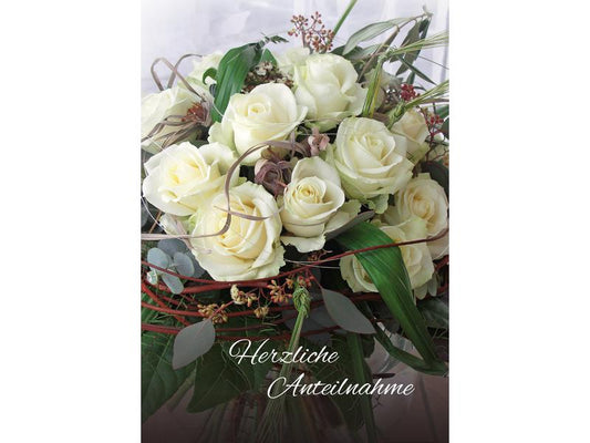 Natur Verlag Carte de condoléances Bouquet de roses blanches 17.5 x 12.2 cm