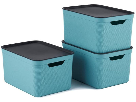 Rotho Boîte de rangement A4 Jive 3 pièces, Bleu clair