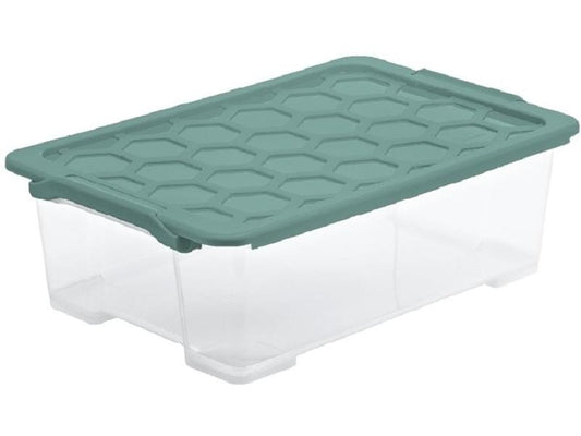 Rotho Boîte de rangement Evo Safe 30 l, Vert/Transparent