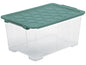 Rotho Boîte de rangement Evo Safe 44 l, Vert/Transparent