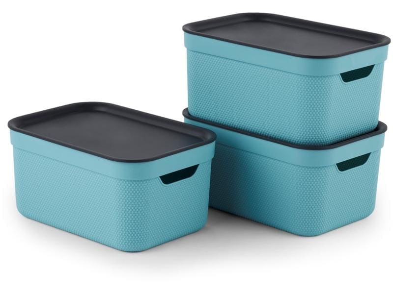 Rotho Boîte de rangement A5 Jive 3 pièces, Bleu clair