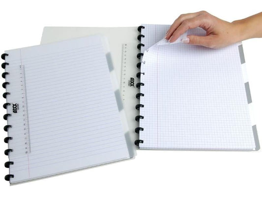 Adoc Carnet de notes Pap-Ex Black&White avec registre A4, quadrillé