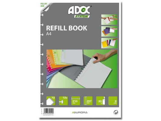 Adoc Carnet de notes Feuilles de remplacement Pap-Ex A5, quadrillé, 72 pièces