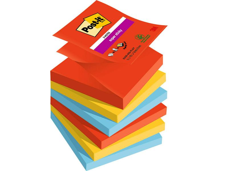 Post-it Fiche de bloc-notes Z-Notes Super Sticky 7.6 x 7.6 cm, 6 blocs