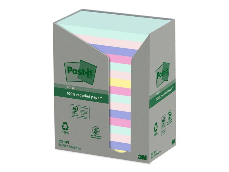 Post-it Fiche de bloc-notes Recycling Notes 7.6 x 12.7 cm, 16 blocs