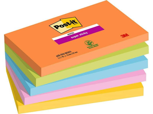 Post-it Fiche de bloc-notes Super Sticky Boost Collection 7.6 x 12.7 cm