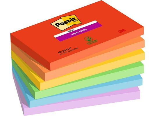 Post-it Fiche de bloc-notes Super Sticky Playful Collection 7.6 x 12.7 cm