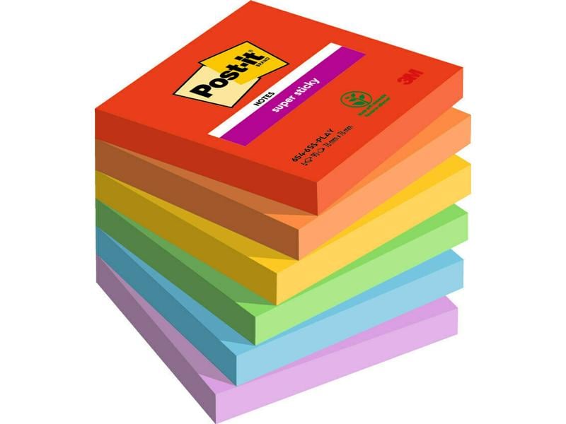 Post-it Fiche de bloc-notes Super Sticky Playful Collection 7.6 x 7.6 cm