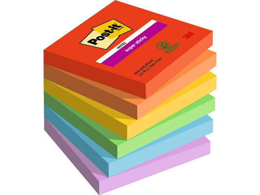 Post-it Fiche de bloc-notes Super Sticky Playful Collection 7.6 x 7.6 cm