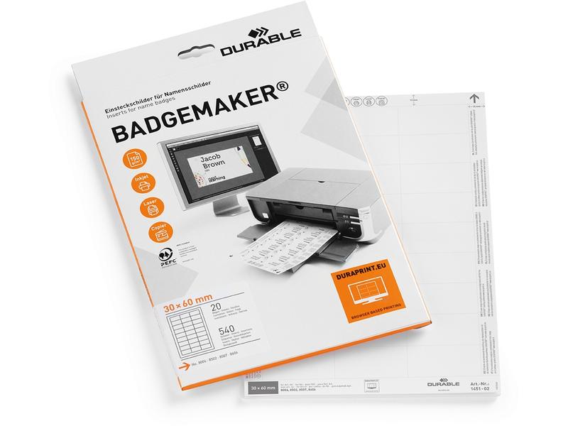 DURABLE Étiquettes porte-noms 30 x 60 mm, 540 pièces