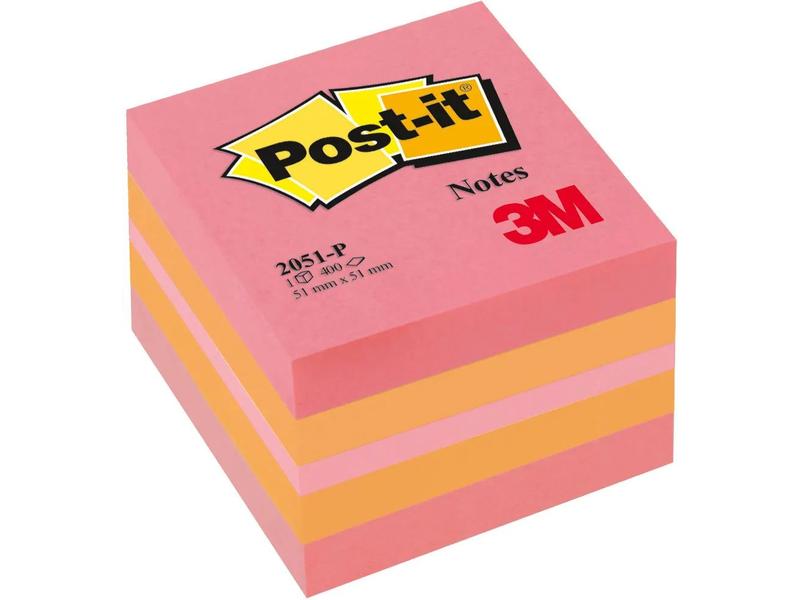 Post-it Fiche de bloc-notes Mini Cubes 5.1 x 5.1 cm, rose