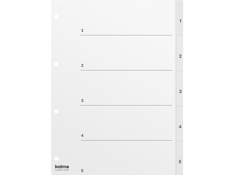 Kolma Registre A4 Blanc, PP 1-5