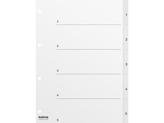 Kolma Registre A4 Blanc, PP 1-5