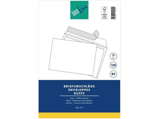 Büroline Enveloppe B4 Blister Blanc, 10 pièces