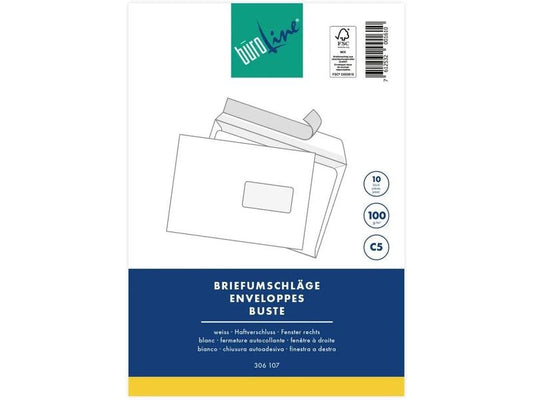 Büroline Enveloppe avec fenêtre Blister C5 Blanc, 10 pièces