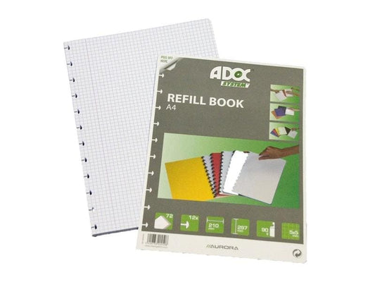 Adoc Carnet de notes Feuilles de remplacement Pap-Ex A4, À carreaux, 72 pièces