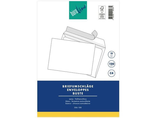 Büroline Enveloppe Blister C4 Blanc, 10 pièces