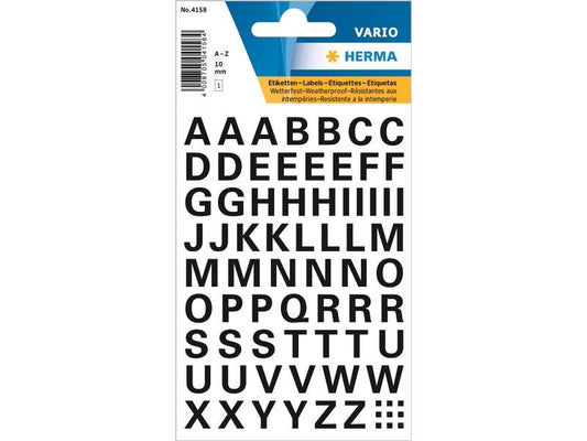 Herma Stickers Étiquettes porte-noms A – Z, 1 cm, noir, 74 lettres autocollantes