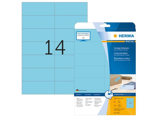 HERMA Étiquettes universelles 10.5 x 4.23 cm, 280 étiquettes, bleu