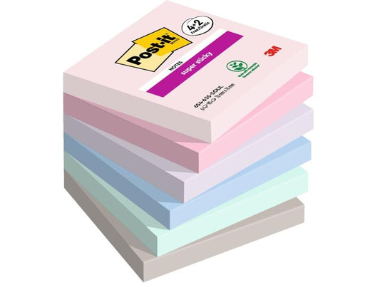Post-it Fiche de bloc-notes Super Sticky Promotion 7.6 x 7.6 cm, 6 blocs