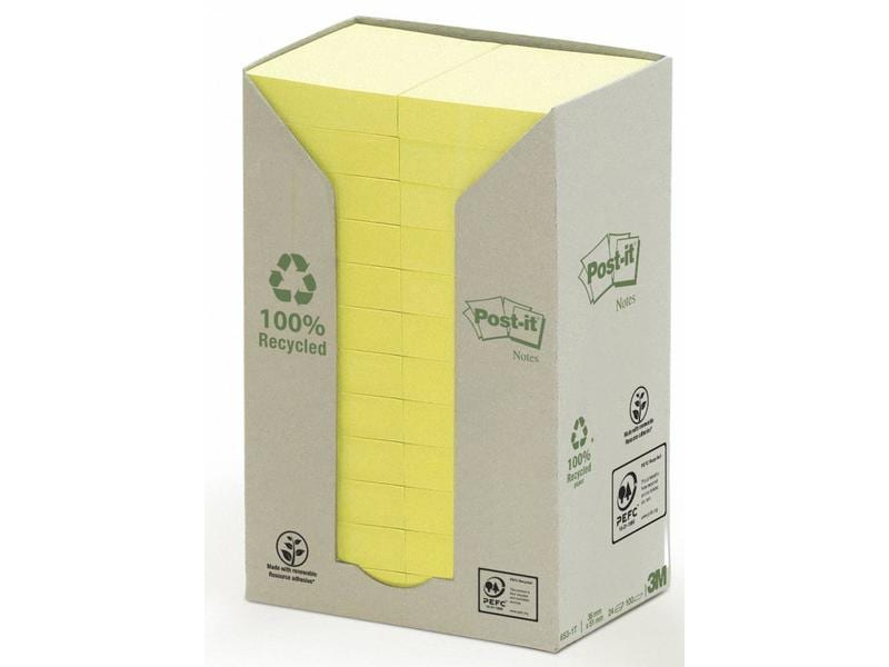 Post-it Fiche de bloc-notes Post-it Recycling Notes 3.8 cm x 5.1 cm Gelb