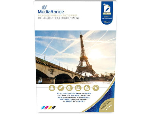 MediaRange Papier photo A4 160 g/m² 100 Pièce/s