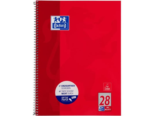 Oxford Cahier Bloc-notes collège A4+, quadrillé, rouge