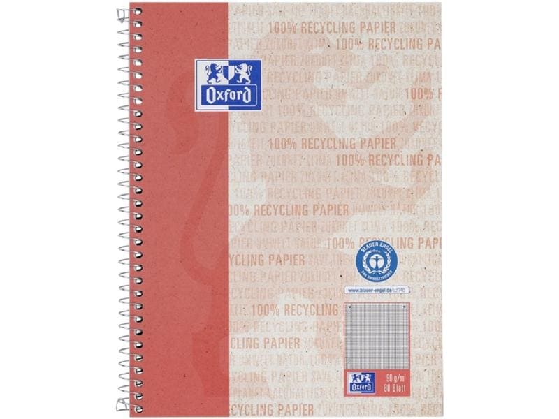 Oxford Bloc-notes Bloc-notes collège quadrillé, A5+, rouge