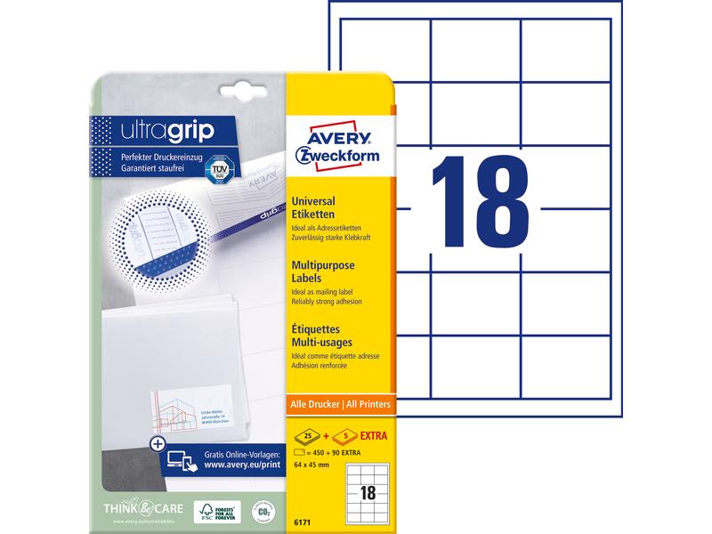 Avery Zweckform Étiquettes universelles 6171 64x45 mm, 30 feuille