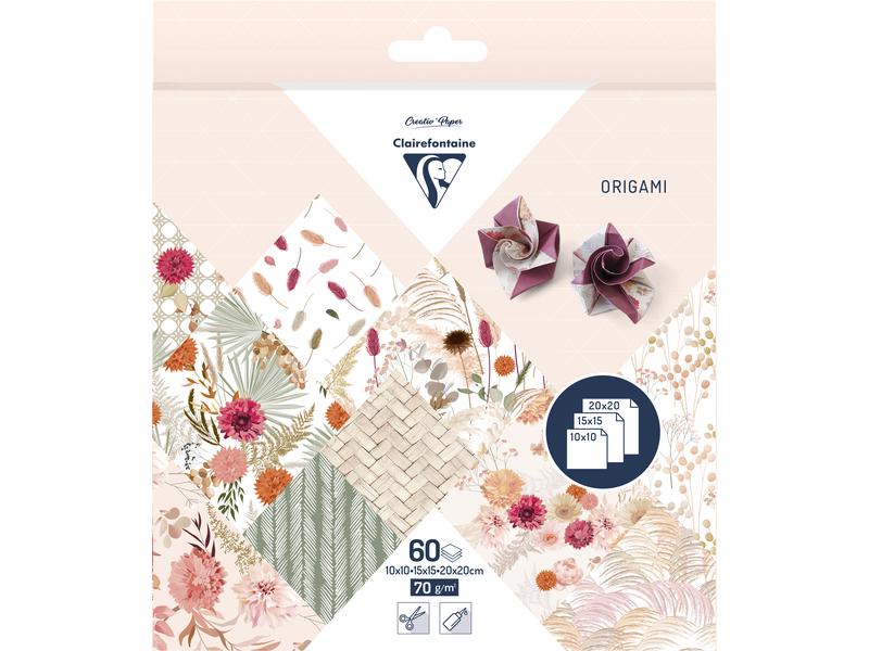 Clairefontaine Feuilles origami Fleurs séchées en origami 70 g/m², 60 feuilles
