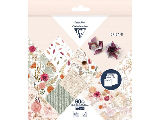 Clairefontaine Feuilles origami Fleurs séchées en origami 70 g/m², 60 feuilles