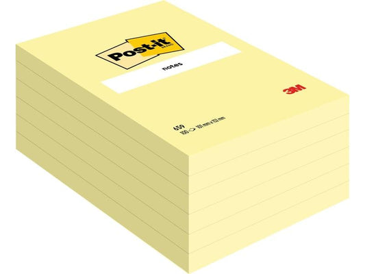 Post-it Fiche de bloc-notes Post-it 15.2 x 10.2 cm 6 blocs, Jaune