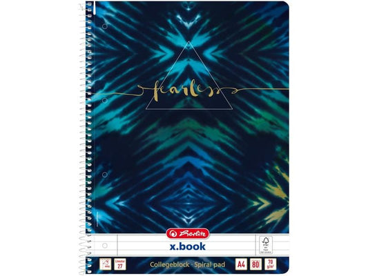 Herlitz Bloc-notes à spirale Nouveau Baltik Fearless Ligné, 80 feuilles, A4