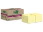 Post-it Fiche de bloc-notes Super Sticky Recycling, Jaune, 12 blocs