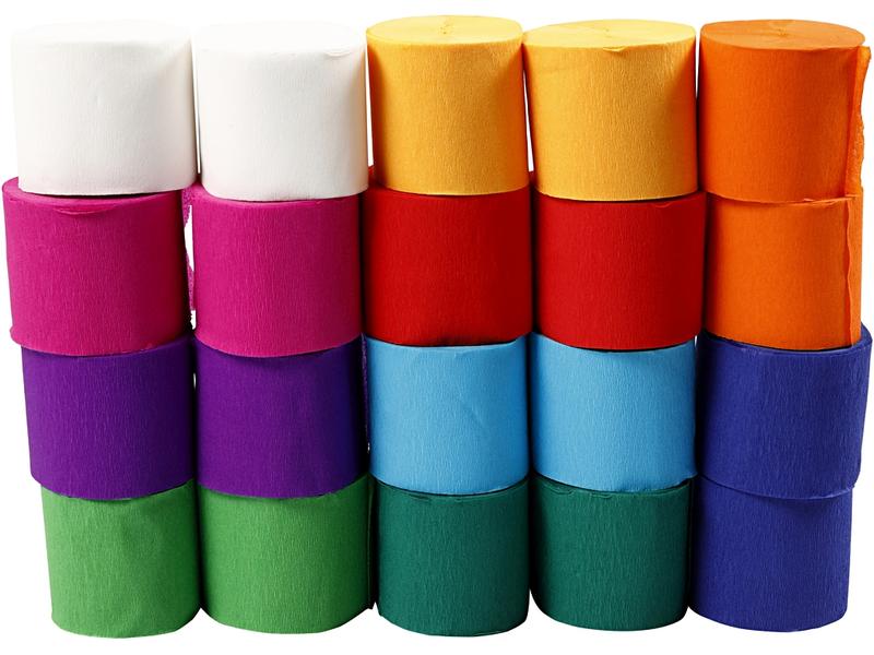 Creativ Company Papier crêpe 5 cm x 20 m, 20 Pièce/s, Multicolore