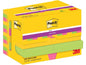 Post-it Fiche de bloc-notes Super Sticky 47 x 47 mm, Carnival, 12 blocs